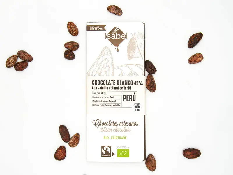 Tableta Bean To Bar Bio chocolate blanco, 45% cacao