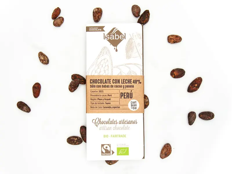 TABLETA BEAN TO BAR BIO CHOCOLATE CON LECHE, 48% CACAO