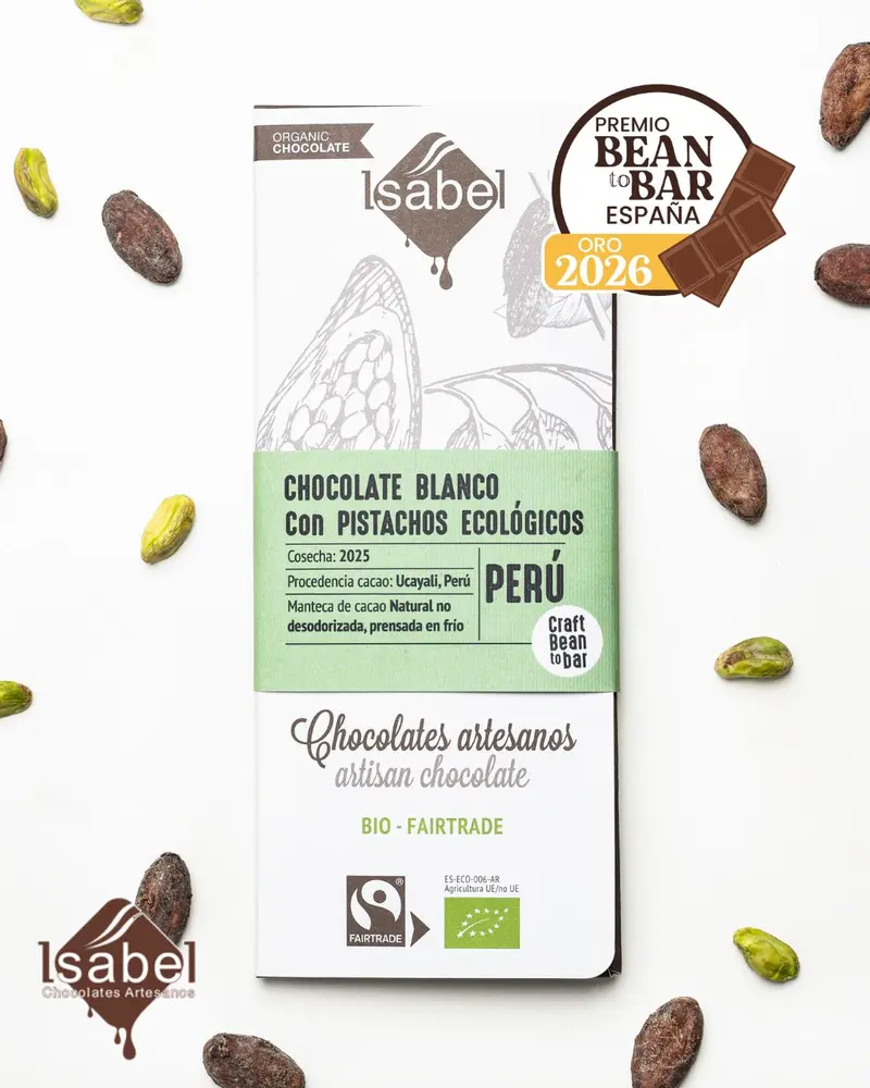 TABLETA BIO&FT CHOCOLATE BEAN TO BAR 35% PISTACHO
