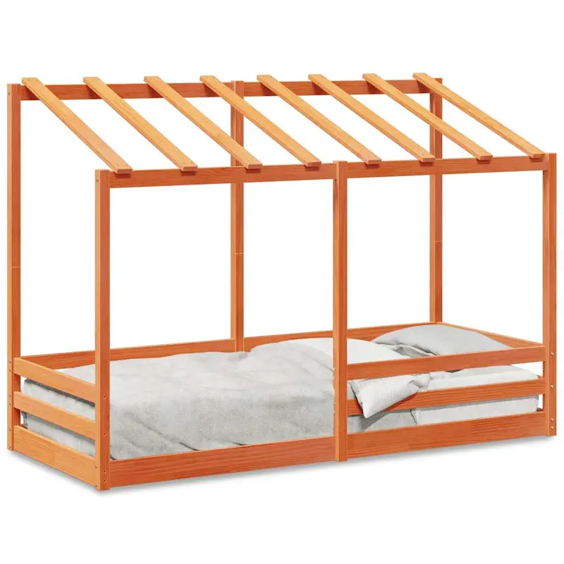 Techo De Cama Infantil Madera Maciza Marrón 75x190 Cm