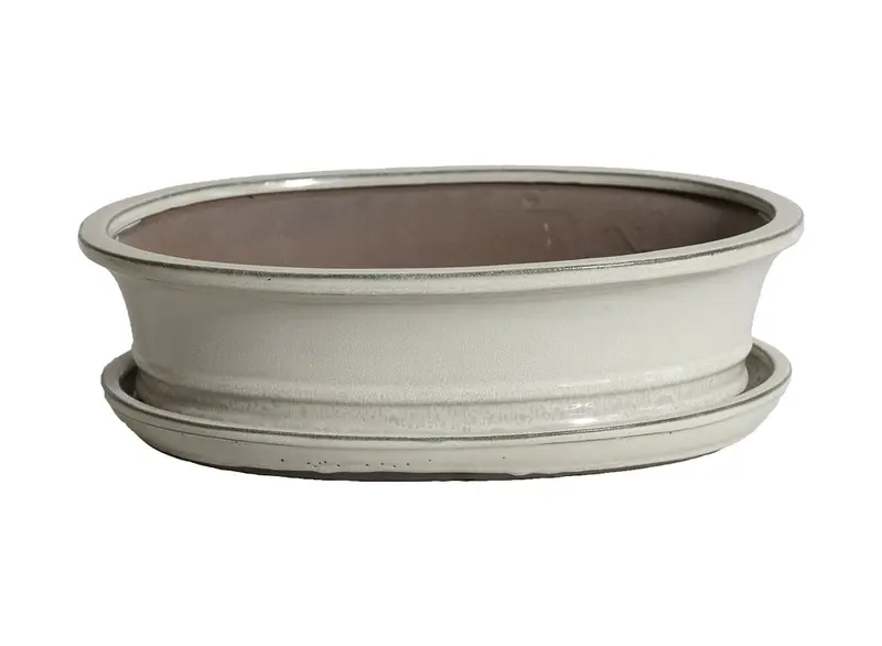 Tiesto Oval Crema Con Plato 31x25x9cm