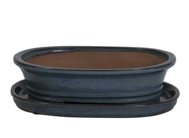 Tiesto Oval Verde Con Plato 31x25x9cm