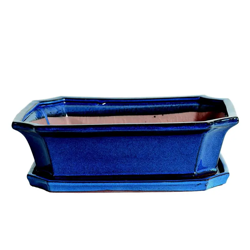 Tiesto Rectangular Azul Con Plato 29x23x10cm