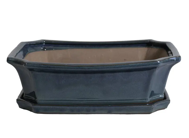 Tiesto Rectangular Verde Con Plato 29x23x10cm