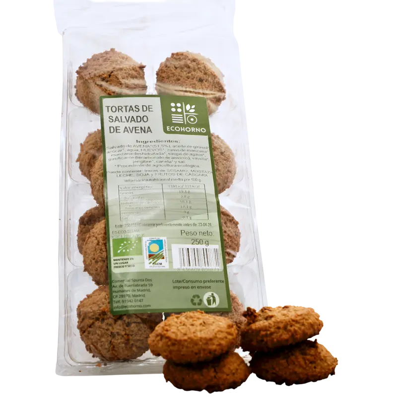 Tortas ecológicas de salvado de avena 250 g