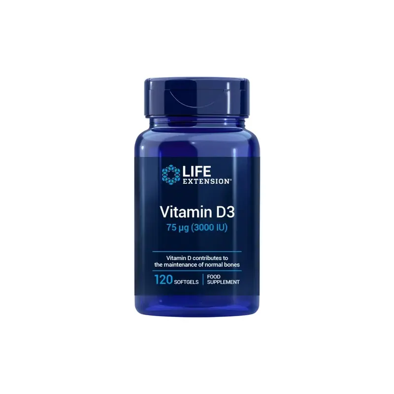 Vitamin D3 3.000 IU · Life Extension · 120 perlas