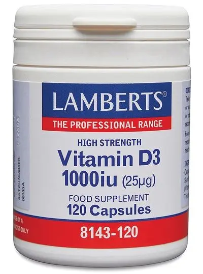 Vitamina D3 Natural 1.000 UI · Lamberts · 120 cápsulas