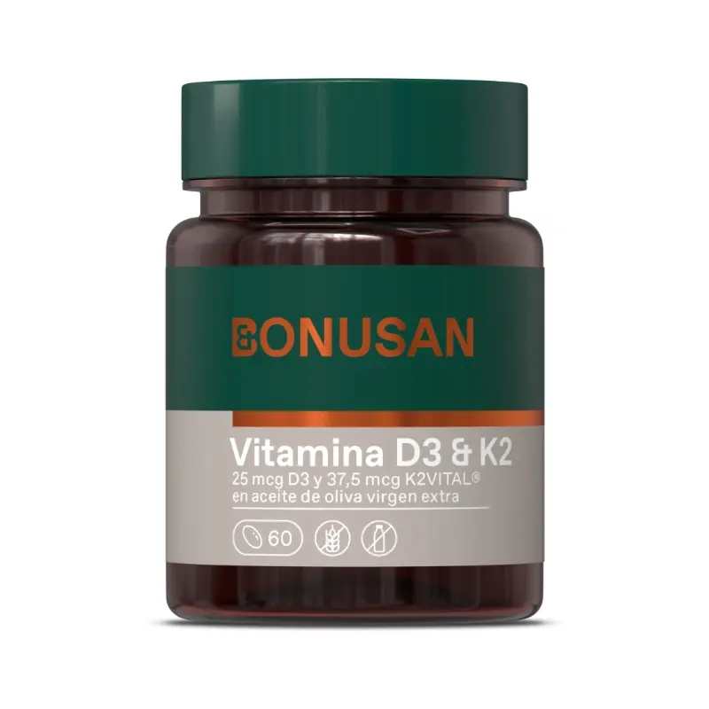Vitamina D3 y K2 · Bonusan · 60 perlas